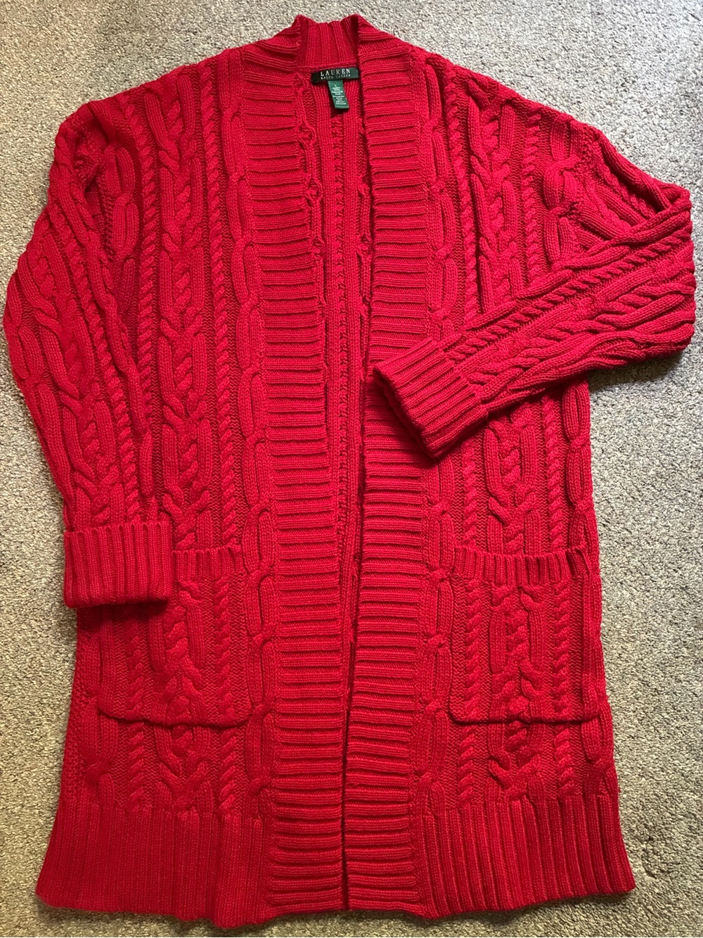 Lauren Ralph Lauren Red Duster Sweater (L)